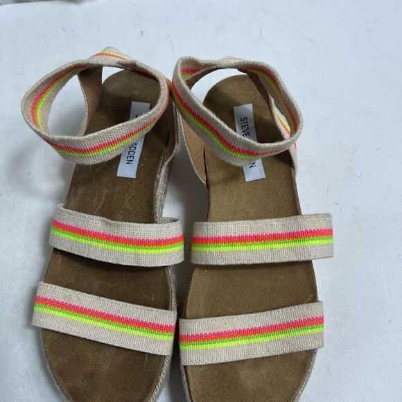 Steve Madden platform espadrilles ankle bright multi color strap sandals… - Picture 7 of 13